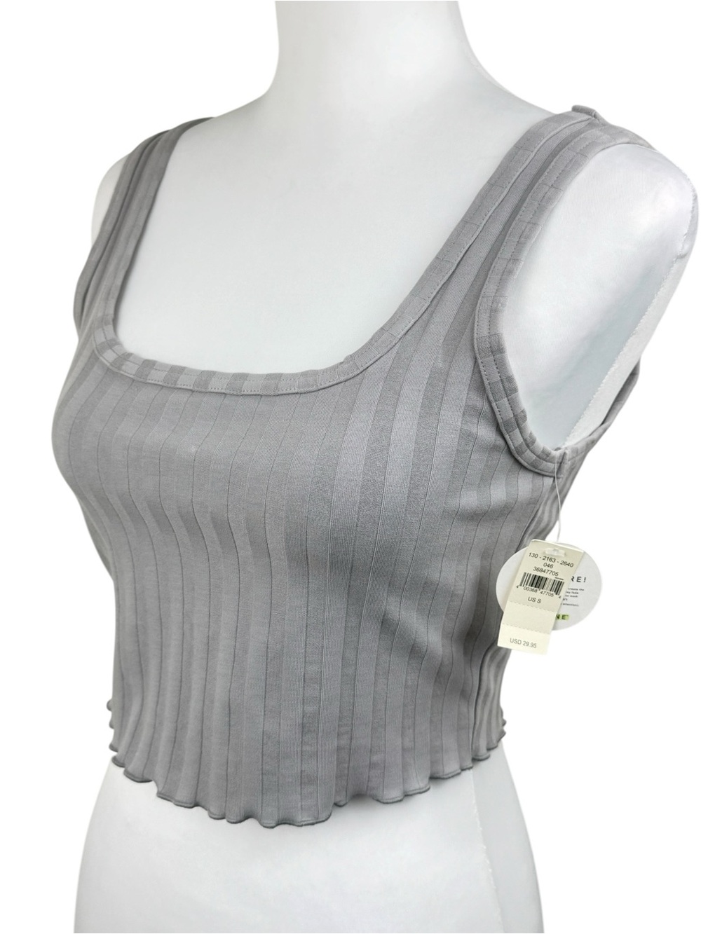 NWT OFFLINE by Aerie Gray OG Original Textured Striped Crop Tank Top Small